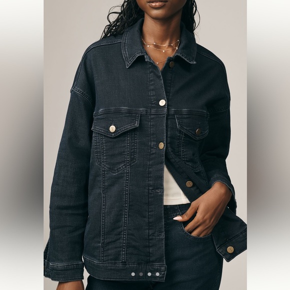 *Anthropologie Pilcro The Weston Denim Knit Boyfriend Jacket - Picture 2 of 5